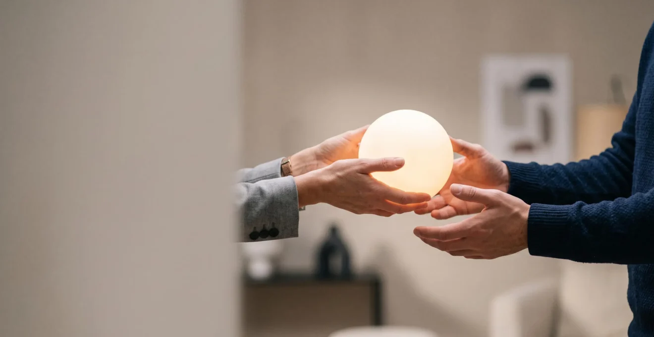 Illustration symbolique du maintien de salaire par l'employeur pendant un arrêt maladie, représentée par un relais de lumière entre deux mains