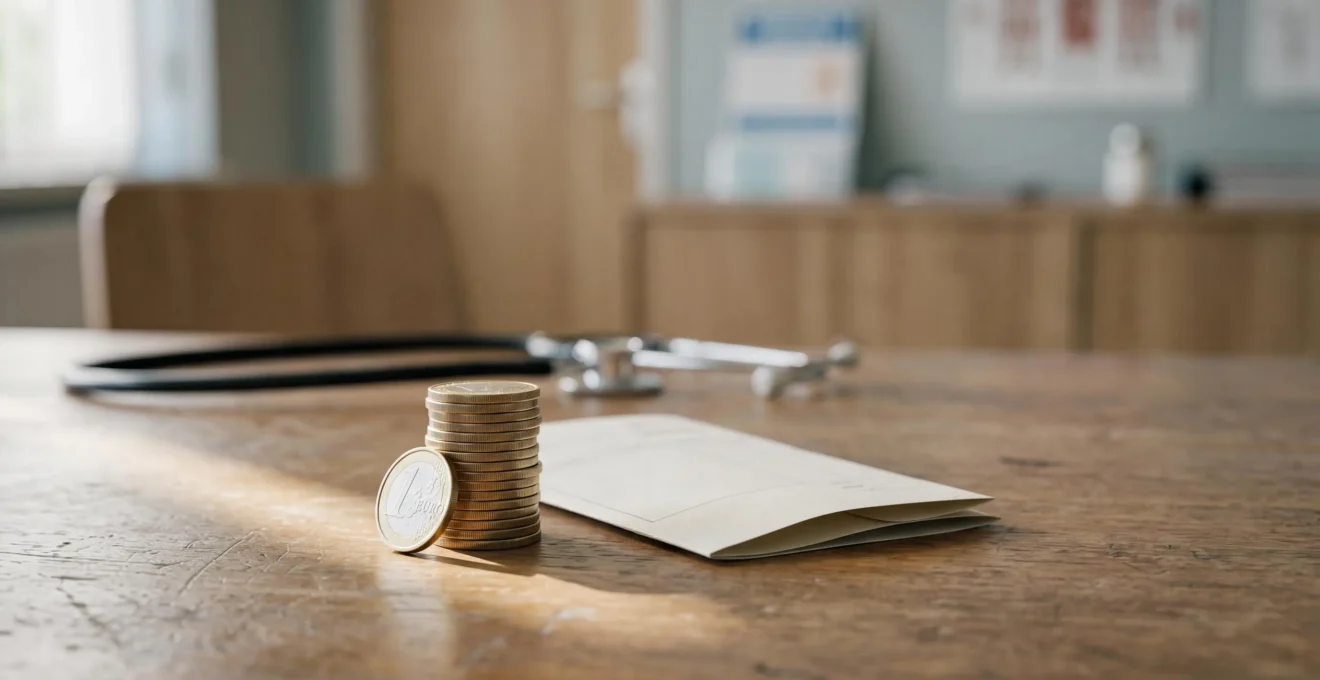 Illustration symbolique montrant la part de frais de santé qui reste à la charge du patient après le remboursement de l'Assurance Maladie